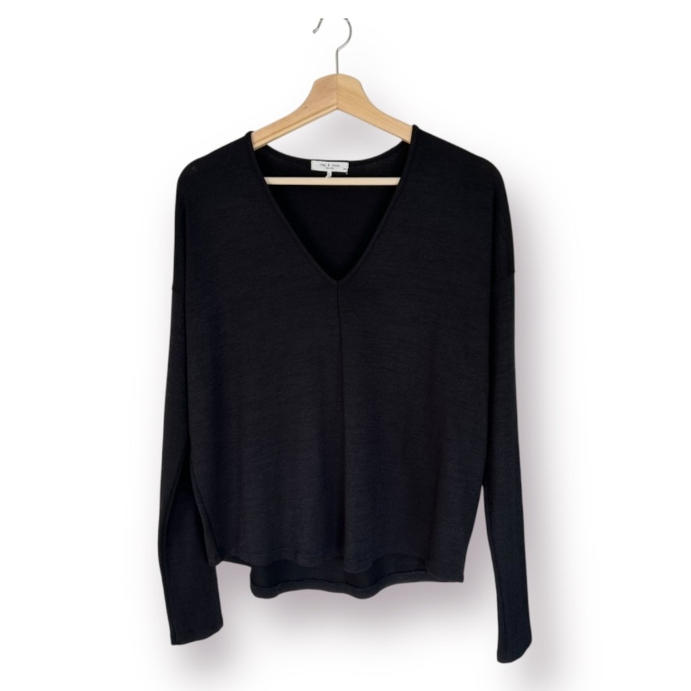 rag & bone V-neck Drop Shoulder Long Sleeve Knit Top S